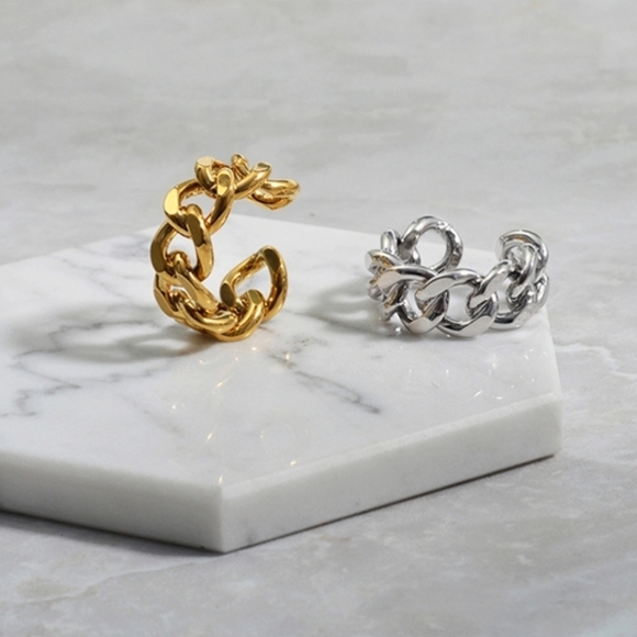 Sterling Silver 925 Curb Link Chain Ring - Picture 3 of 3